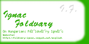 ignac foldvary business card